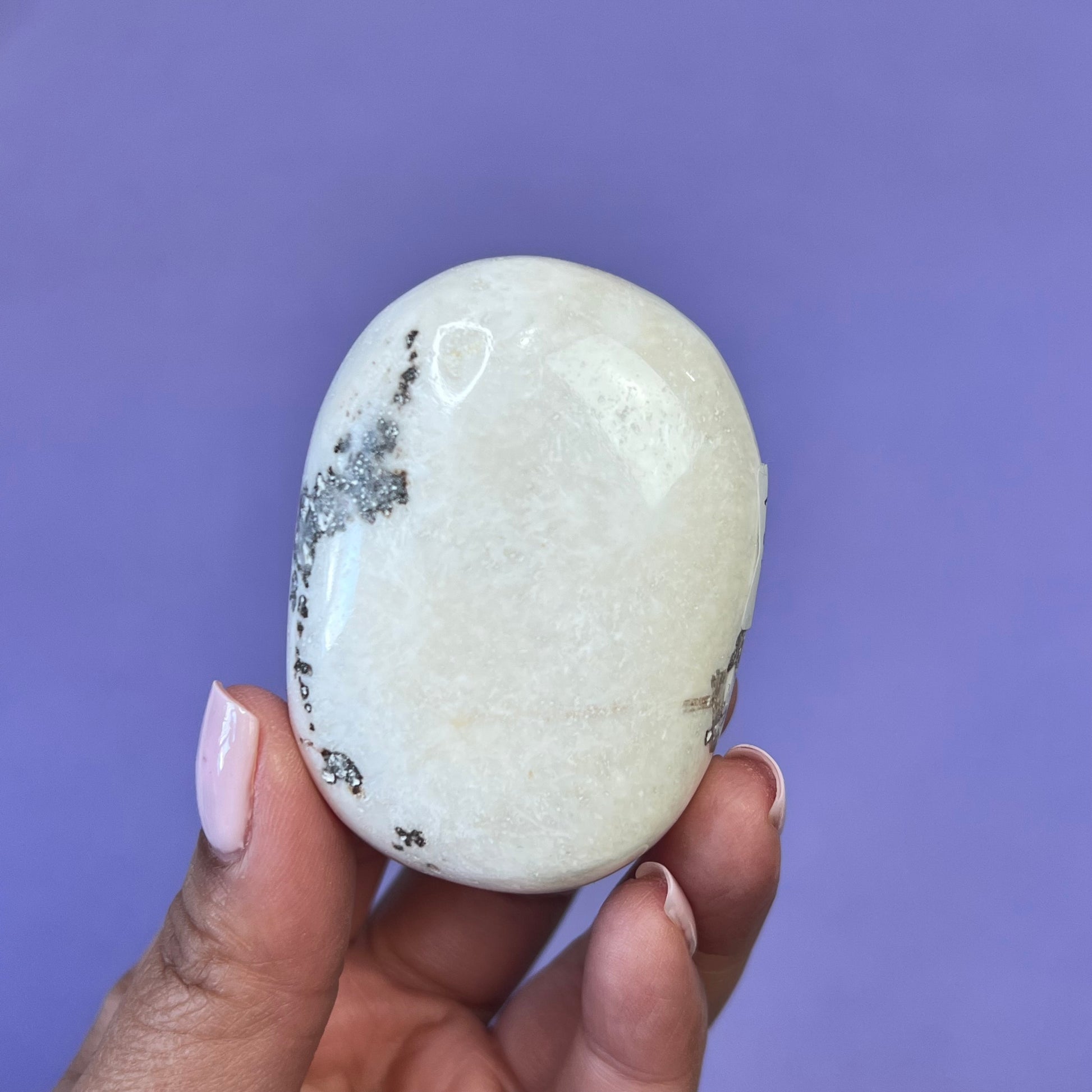 Scolecite Palm Stone - Crescents & Crystals