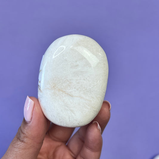 Scolecite Palm Stone - Crescents & Crystals