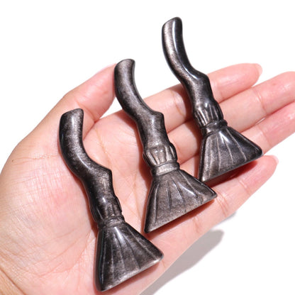Yooperlite/Black/Silver Sheen Obsidian Witch Brooms