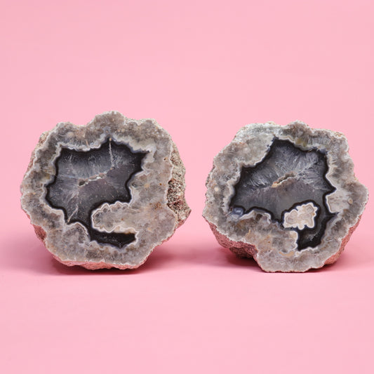 Sliced Agate Pair- Crescents & Crystals