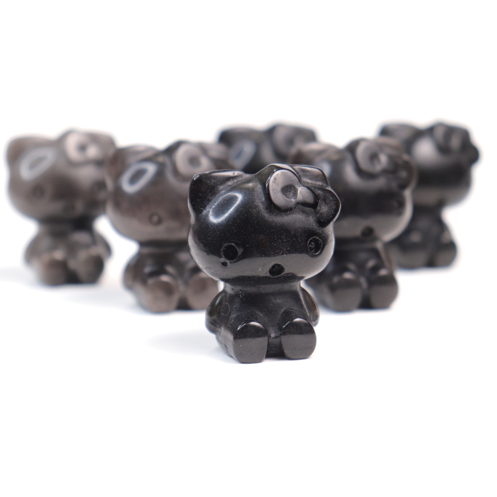 Silver Sheen Obsidian Hello Kitty  - Crescents & Crystals