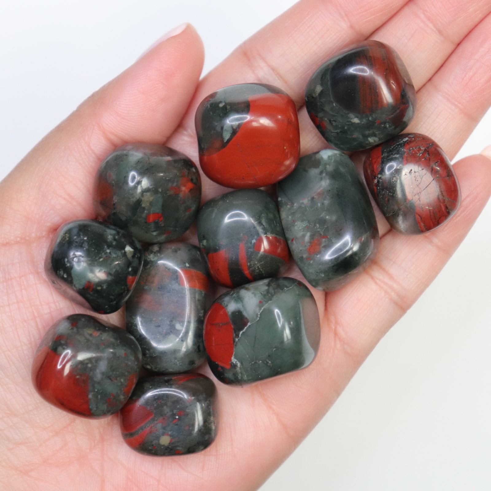 African Bloodstone tumble- Crescents & Crystals